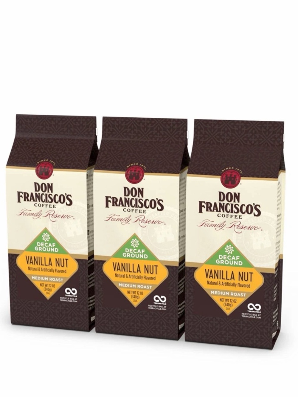 Don Francisco's Vanilla Nut Decaf Ground Coffee - Pack of 3 BB 3/26